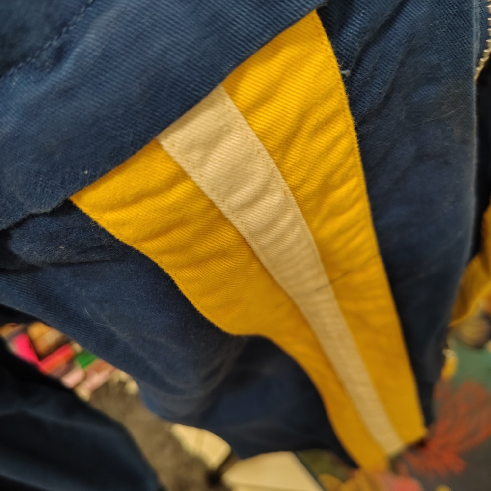 RESIST Vintage HeavyCotton Zip Up Blue Yellow Striped Jacket/SZ L/90s Y2K Unisex - Picture 6 of 16